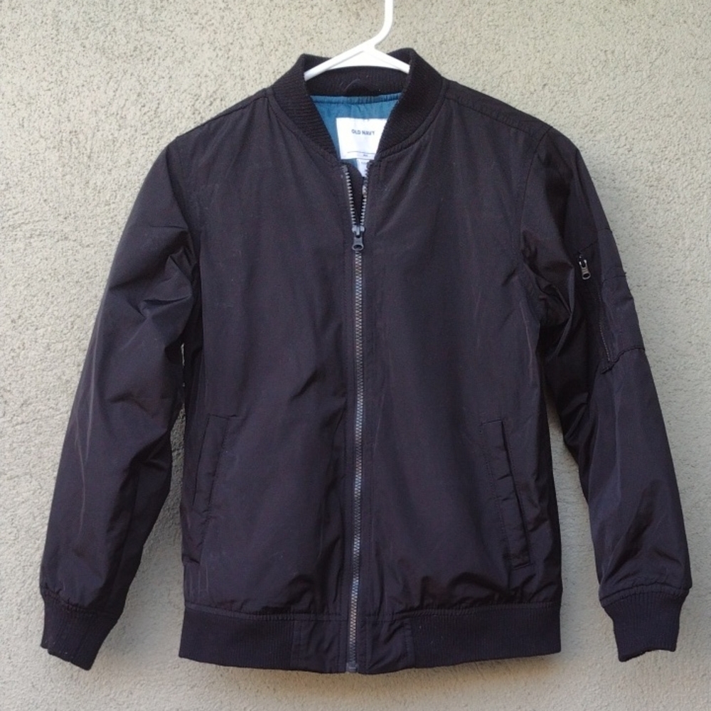 Old Navy Black Bomber Jacket Youth Large (10-12)